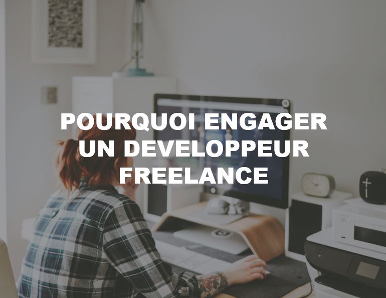 Image de couverture de l'article "Les avantages indéniables de travailler avec un développeur web freelance qualifié", montrant une dame devant un ordinateur avec le texte "Développeur freelance, pourquoi l'engager ?", illustrant les bénéfices d'un développeur web freelance pour la création de sites internet, par Morgane Gervois, développeuse web freelance à Paris, fondatrice de gervois-developpement.